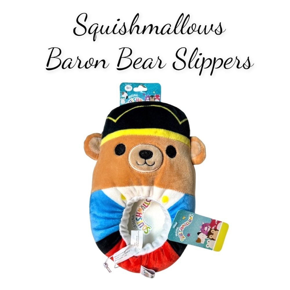 NWT Squishmallows Braven Bear Kids Slippers Multi Colored Size 13-1